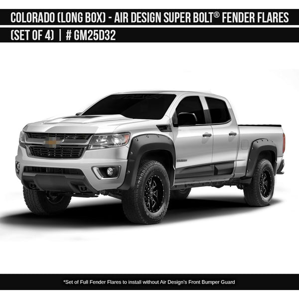 2016-2020 Chevrolet Colorado Super Bolt Fender Flare Set (for Long Box) Painted  Satin Black Install Ready