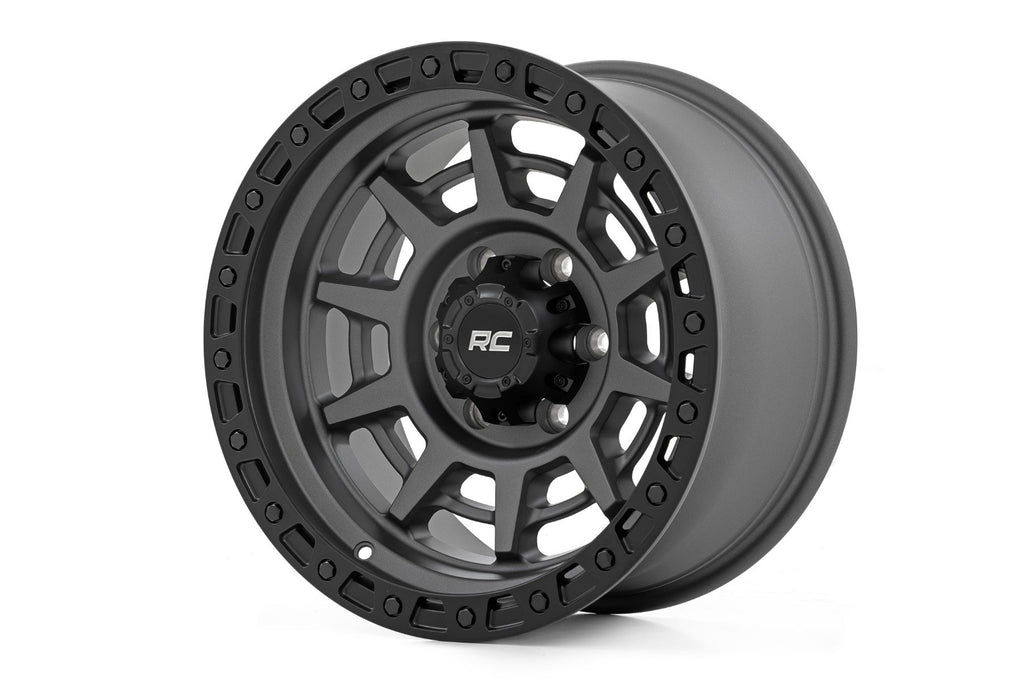 Rough Country 85 Series Wheel | Simulated Beadlock | Gunmetal Gray/Black | 17x9 | 8x6.5 | +0