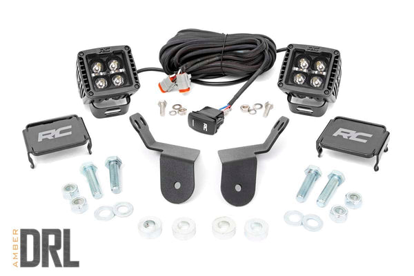 LED Light Kit | Cage Mount | 2" Black Pair | Amber DRL | Honda Pioneer 1000