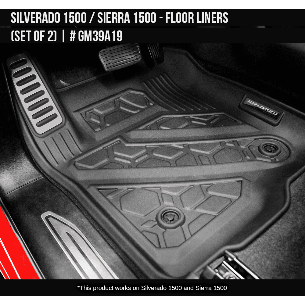 2019-2024 Chevrolet /  GMC Silverado / Sierra 1500 Floor Liner Set (Front Row)  Soft Touch Texture  Black