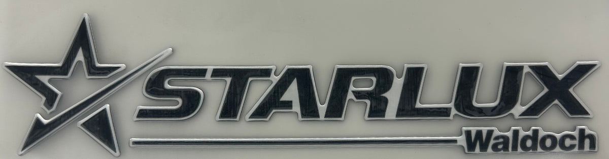 3.5" X 14" STARLUX CC NAME CHROME / FOAM ADHESIVE / BLACK