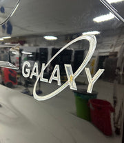 5.83" X 11" GALAXY CC LOGO 2 MIL CHROME / -55 BLACK