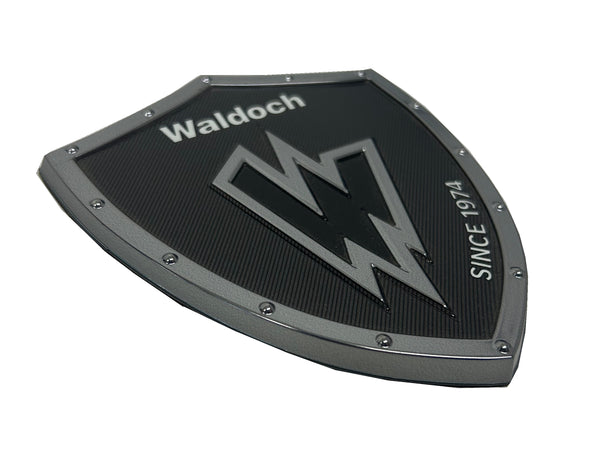 WALDOCH SHIELD LOGO (SL24) IMAGE - 5"x4.39" (SILVER BORDER)