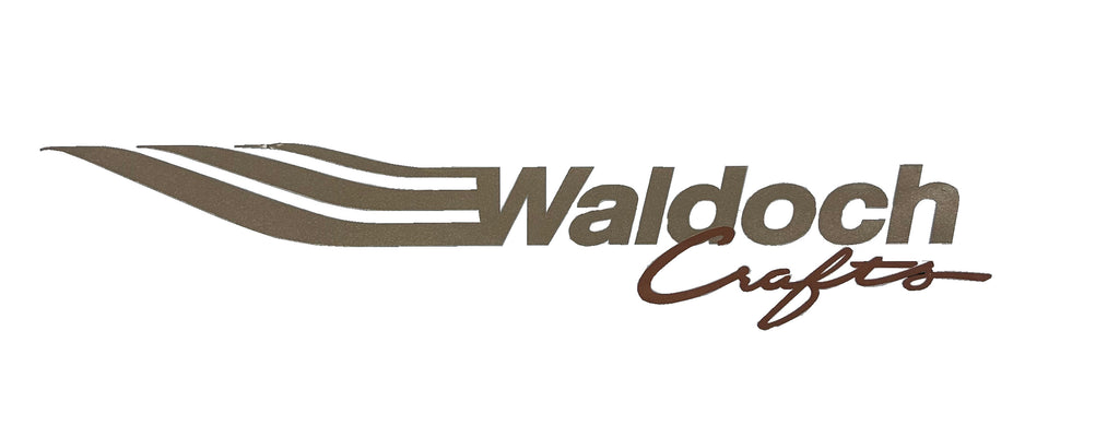 WALDOCH CRAFTS SWOOSH LOGO 15"x2.5" GREY AND GOLD LARGER