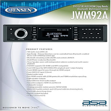 JENSEN WALLMOUNT STEREO/RECEIVER