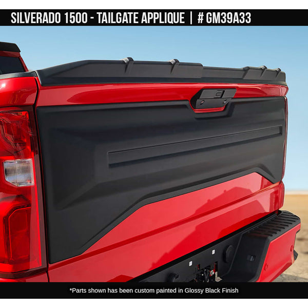 2019-2024 Chevrolet Silverado 1500 Tailgate Appliqué (except MultiFlex versions) Painted  Satin Black Install Ready