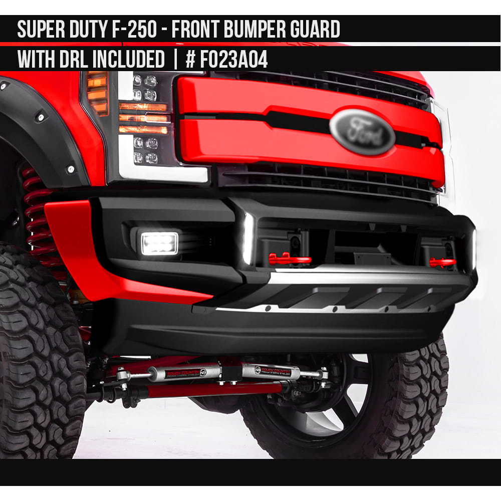 2017-2019 Ford F-250 Superduty Front Bumper Guard with DRL included  Painted  Satin Black and Satin Silver Install Ready