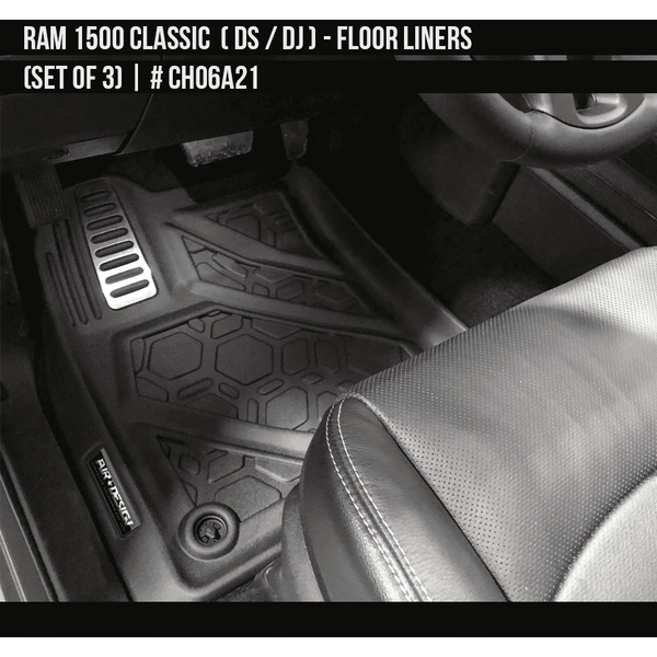 2010-2023 Dodge RAM Classic 1500/2500 Floor Liner Set (Front and Rear Row) Double Cab Soft Touch Texture  Black