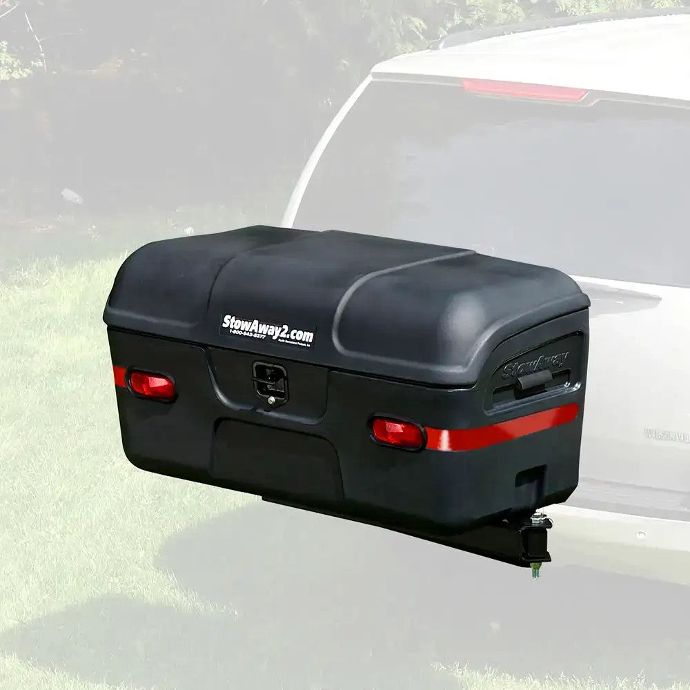 STOWAWAY MAX LOWRISE HITCH CARGO BOX (BLACK) ST 024.3 TRAVEL 2" HITCH - 51" L X 23" W X 26" H FORD TRANSIT & RAM PROMASTER
